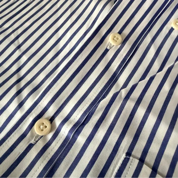 AYR women’s oversized blue and white striped button up, collar, cotton, XL - Picture 11 of 12